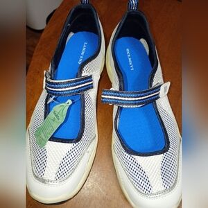 Lands' End White and Blue Mary Jane Shoes(NWT)